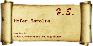Hofer Sarolta névjegykártya
